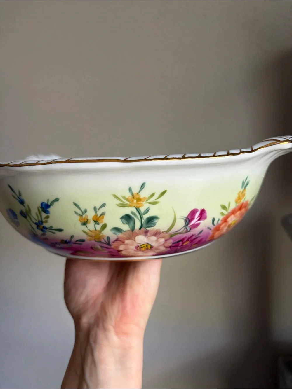 Limoges French Antique Hand Painted and Gilded Handed 10” Serving Bowl - Picture 7 of 14